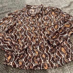Wild print button up shirt size M